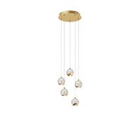 LED Suspension en verre Hayley Transparent Verre e. a. pour Salon & Salle à manger (à 5 lampes,), Luminaire, Lampe plafond, Luminaire Plafonnier, Suspendue
