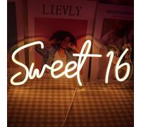 Led Sweet 16 Neon Sign Letters Usb Powered With Dimmer Switch Neon Lights For Girls Room Home Art Wall Decor 16th Birthday Party Window Living Room Decor Birthday Gift For Teens (Warm White)