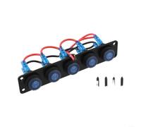 LED Switch Panel 12V 6 Gang IP67 Waterproof Marine(5 Blue)