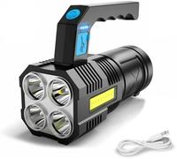Led Torch Ultra Powerful Rechargeable Cob Work Flashlight Waterproof And 4 Modes Portable Emergency Torch For Hiking,Fishing,Camping