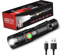 Led Torch Usb Rechargeable 2000 High Lumens,Small And Bright Flashlights,Adjustable Focus Water Resistant White Light Portable For Camping,Outdoor,Emergency