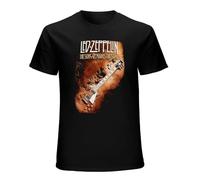 LED Tour Zeppelin T Shirt Men Short Sleeve Unique Humor Tee T-Shirt 100% Cotton Tops Graphic Funny Tees Tops T Shirts Black M