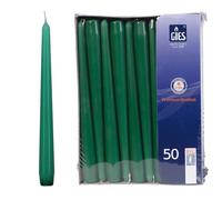 LED Universum - Lot de 50 bougies à tige vert foncé - Hauteur : 24,5 cm - Diamètre : 2,2 cm - Durée de combustion : environ 7 heures - Décoration de table pour mariage, Noël, fêtes, etc