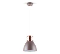 LED Universum Suspension « Steve » en métal marron café avec socle en cuivre, 20 cm x 141 cm, culot E27, max. 40 W, plafonnier, suspension, bar, salon, lounge, restaurant, dîner