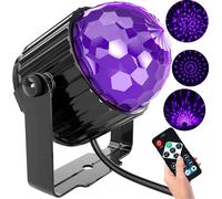 LED UV Lumière de discothèque Lumière noire, boule à facettes Télécommande 7 modes pivotant USB, Lumière de scène à commande vocale Bal de pub Célébration Spectacle