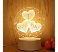 LED Veilleuse en Acrylique,Veilleuse Lampe Illusion Coeur 3D LOVE,Romantique 3D LED Lampe Forme Coeur 3 Couleur,Cadeau Maman,Cadeau Fete des Meres,Cadeaux pour la Saint Valentin,Cadeaux de Noël