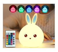 LED Veilleuse Lampe de Nuit Lampe de Chevet 7 Couleur Changement avec Télécommande Lumière d'ambiance USB Rechargeable - Bleu