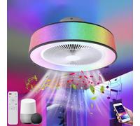 LED Ventilateur au Plafond pour Chambre avec Éclairage und Bluetooth Parleur RGB Music Silencieux Fan Plafonnier Dimmable avec Telecommande Ventilateur avec Lumiere Salon Chambre des enfants Fan Lampe