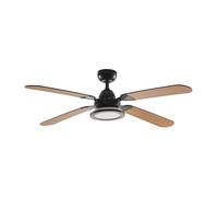 LED Ventilateur de plafond avec lampe Tedric (Antique, Classic) en Noir Métal e. a. pour Salon & Salle à manger (1 lampe,à)