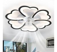 LED Ventilateur De Plafond avec Telecommande Fancy Silent DC Lustre Ventilateur De Plafond Mémoire Timer Dimmable À 6 Positions Plafonnier Ventilateur de Plafond 6800 Lumens 68cm Chambre Salon