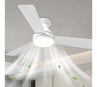 LED Ventilateurs De Plafond Avec Lumières 42inch Réversible Télécommande Lampe Ventilateur Moderne 3 Pales Silencieux 6 Vitesses DC Grande Plafonnier Avec Ventilateur Intelligent Chambre 6000K-Blanc