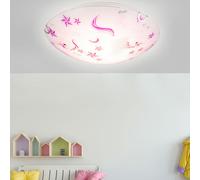 Plafonnier LED rond éclairage chambre d'enfant étoiles licornes bordeaux rose blanc Globo 40609-16