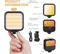 Led Video Light With 3 Cold Shoe,3 Modes Dimmable 3000k-7000k Camera Light,Video Conference Light,Photo Led Panel Light For Vlog,Youtube,Video Conference (With Clip Design)