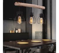 LED Vintage Suspendu Couvrir Lampe Bois Bâton Rétro Filament Cage Luminaire