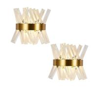 LED Wall Light, K5 Crystal, Gold Finish Wall Sconce Indoor Stainless Steel LED Lamps Lighting Flush Mount for Living Room Dining Room Bedroom