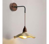 LED Wall Light, Sconces ing Wood Bedside Wall Mounted Lamp Gray Concrete Flower Hanging Vintage Rustic Light for Bedroom Living Room/Walnu