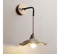 LED Wall Light, Sconces ing Wood Bedside Wall Mounted Lamp Gray Concrete Flower Hanging Vintage Rustic Light for Bedroom Living Room/Wood