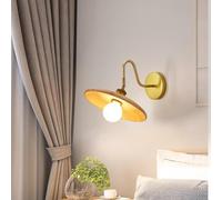 LED Wall Light, Wall Sconce Vintage Wood Gold Bedroom Adjustable Log Color Rustic Light Reading Bedside Wall Mounted Lamp for Living Room/1
