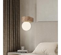 LED Wall Light, Wall Sconce White Frosted Glass Marble ing Vintage Natural Stone Hallway Light Bedside Wall Mounted Lamp for Bedroom Living Room Headboard/Warm Light