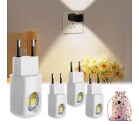 LED Wall Socket Night Light, 360°Adjustable Mini LED Night Light Plug in Wall, Mini Led Night light wall Plug, for Bedroom, Bathroom, Stairs Hallway (White,White light-3pcs)