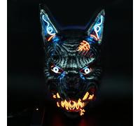 LED Werwolf Maske,Halloween Maske Avec effets de lumière,Masque Halloween,3 Modes d'éclairage Masque,Effrayant LED Masque Visage Pour les Cosplay,Halloween, Mardi Gras et Carnaval,Couleur or