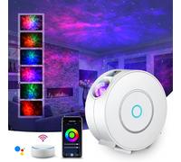 Led Wifi Projecteur Ciel Étoilé,Intelligent Projecteur Étoilé Veilleuse Galaxie,Gradation/Contrôle Vocal/Connexion Wifi/Minuterie,Chambre Décorer,Cadeau,Noël,Google Assistant (Blanc)