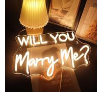 LED Will You Marry Me Signe néon alimentées Mariage Fiançailles Décoration de fête par USB avec variateur d'intensité Lumières néon pour chambre maison bar art mural décoration murale- Blanc chaud
