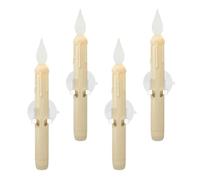 LED Window Candles Dusk To Dawn - 4 Pieces Flameless Battery Lamps With Sensor | Flickering Light With Suction Cups Super Bright For Kitchen Living Room Balcony Easter Party Workplace