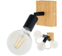 LED Wood Luminaire Plafonnier 1 Spots Bois Chêne Fait Main - Éclairage de Plafond Orientable E27 - Vintage Lampe Plafond Chambre Salon et Cuisine - Luminaires Intérieur Industriel (Sans Ampoule)