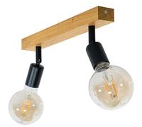LED Wood Luminaire Plafonnier 2 Spots Bois Chêne Fait Main - Éclairage de Plafond Orientable E27 - Vintage Lampe Plafond Chambre Salon et Cuisine - Luminaires Intérieur Industriel (Sans Ampoule)