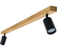 LED Wood Luminaire Plafonnier 2 Spots Bois Chêne Fait Main - Éclairage de Plafond Orientable GU10 - Lampe Plafond Chambre Salon et Cuisine - Luminaires Intérieur (Sans Ampoule) - Longueur 90cm