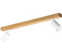LED Wood Luminaire Plafonnier 2 Spots Bois Chêne Fait Main - Éclairage de Plafond Orientable GU10 - Lampe Plafond Chambre Salon et Cuisine - Luminaires Intérieur (Sans Ampoule) - Longueur 60 Cm