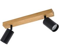 LED Wood Luminaire Plafonnier 2 Spots Bois Chêne Fait Main - Éclairage de Plafond Orientable GU10 - Lampe Plafond Chambre Salon et Cuisine - Luminaires Intérieur (Sans Ampoule) - Longueur 35cm