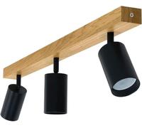 LED Wood Luminaire Plafonnier 3 Spots Bois Chêne Fait Main - Éclairage de Plafond Orientable GU10 - Lampe Plafond Chambre Salon et Cuisine - Luminaires Intérieur (Sans Ampoule) - Longueur 60 Cm