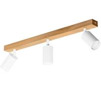 LED Wood Luminaire Plafonnier 3 Spots Bois Chêne Fait Main - Éclairage de Plafond Orientable GU10 - Lampe Plafond Chambre Salon et Cuisine - Luminaires Intérieur (Sans Ampoule) - Longueur 60 Cm