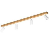 LED Wood Luminaire Plafonnier 4 Spots Bois Chêne Fait Main - Éclairage de Plafond Orientable GU10 - Lampe Plafond Chambre Salon et Cuisine - Luminaires Intérieur (Sans Ampoule) - Longueur 90cm