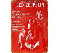Led Zeppelin Affiche murale en métal rétro avec avertissement en métal - Décoration amusante à suspendre pour bureau, chambre à coucher, salon, club