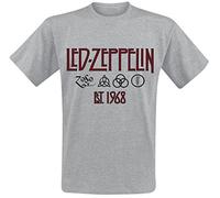 Led Zeppelin Symbols Est. 1968 Homme T-Shirt Manches Courtes Gris chiné XXL