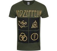 Led Zeppelin T-Shirt Gold Symbols Homme Vert Vert G