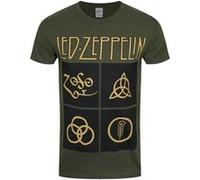 Led Zeppelin T-Shirt Gold Symbols Homme Vert Vert G
