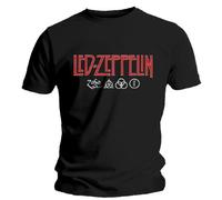 Led Zeppelin - T-Shirt Homme Noir Led Zeppelin "Logo & Symbols" (Taille XL)