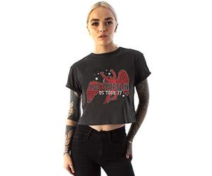 LED Zeppelin T-Shirt Icarus Tour 77 Amplified Femmes Charcoal Band Cropped Top