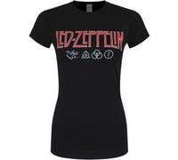 Led Zeppelin T-Shirt - Logo and Symbol Femme NoirL Noir G