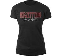 Led Zeppelin Tričko Logo & Symbols Femmes Noir XL