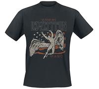 Led Zeppelin US Tour 1975 Flag Homme T-Shirt Manches Courtes Noir L
