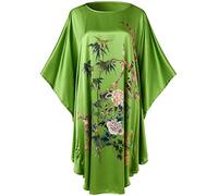 Ledamon Peignoir court 100 % soie pour femme - Manches chauve-souris classiques, Vert Fruit, taille unique