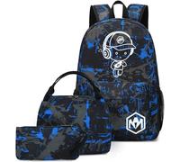 LEDAOU Sac à dos d'écolier pour garçons, adolescents, enfants, adolescents, filles, filles, sac à dos de loisirs, Graffiti Blue Prince, L, Sac à dos d'écolier