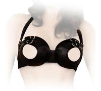 Ledapol - Dos-Nu Harness Cuir Véritable Soutien-Gorge Ouvert Noir