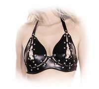 Ledapol - Extravagant Cuir Véritable Soutien-Gorge Ouvert Avec Anneaux De