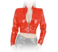 Ledapol - Longues Court Vernis Veste Avec Zip En Divers Couleurs
